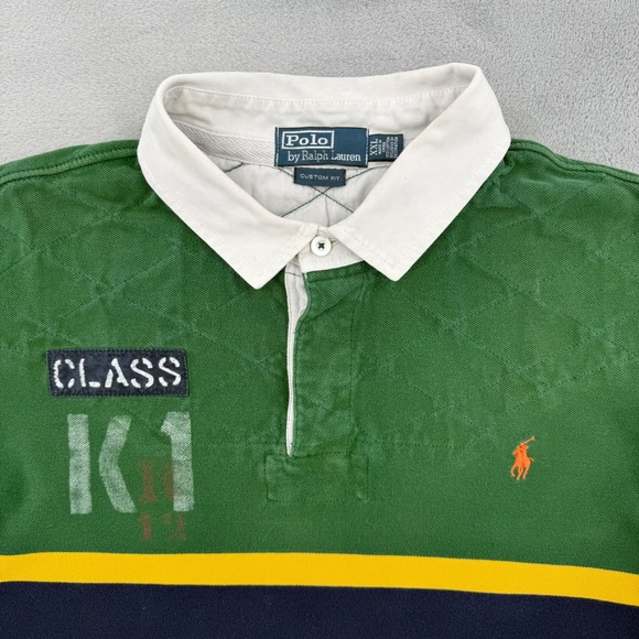 Vintage Polo Ralph Lauren  Custom Fit Rugby Shirt K1 Flag Patch Stripe Mens  XXL - Picture 3 of 15